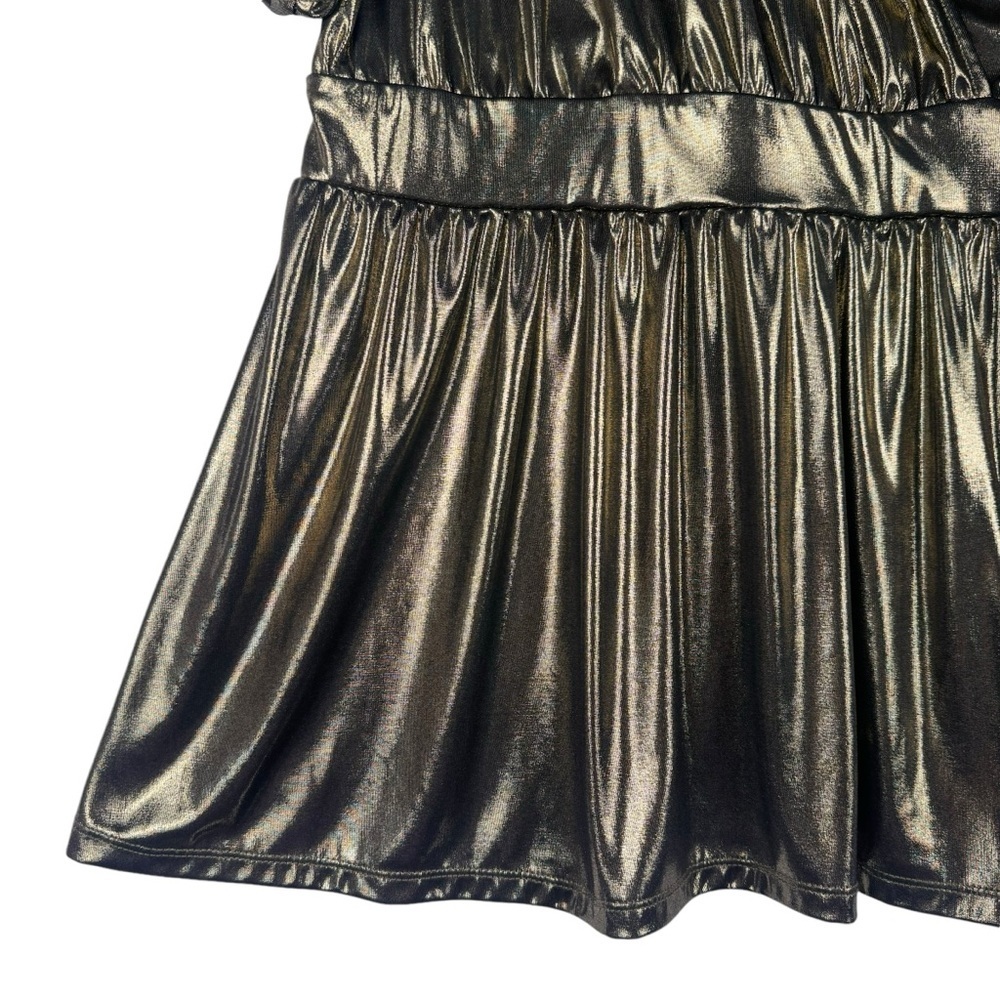 Torrid Liquid Shine Surplice Peplum Top Gold Size 1 - Picture 3 of 7